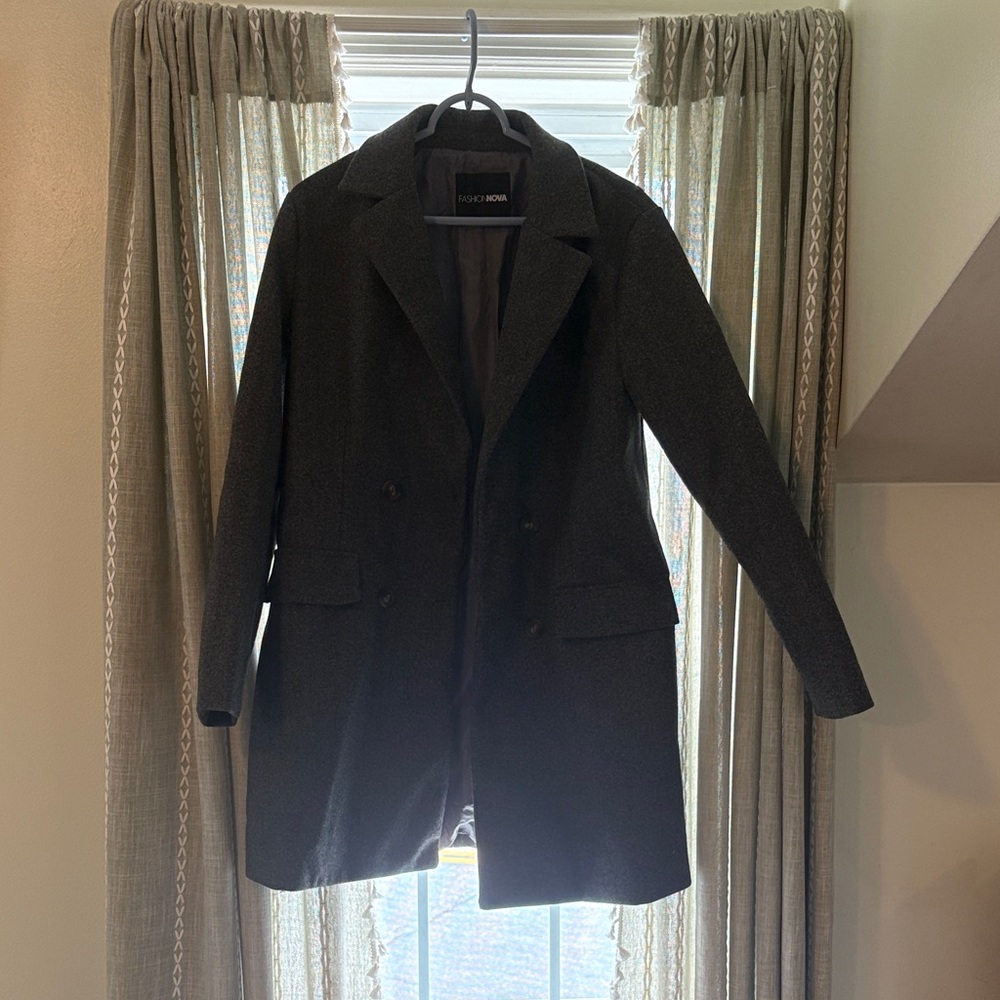 Fashion Nova grey Double-Breasted Pea Coat